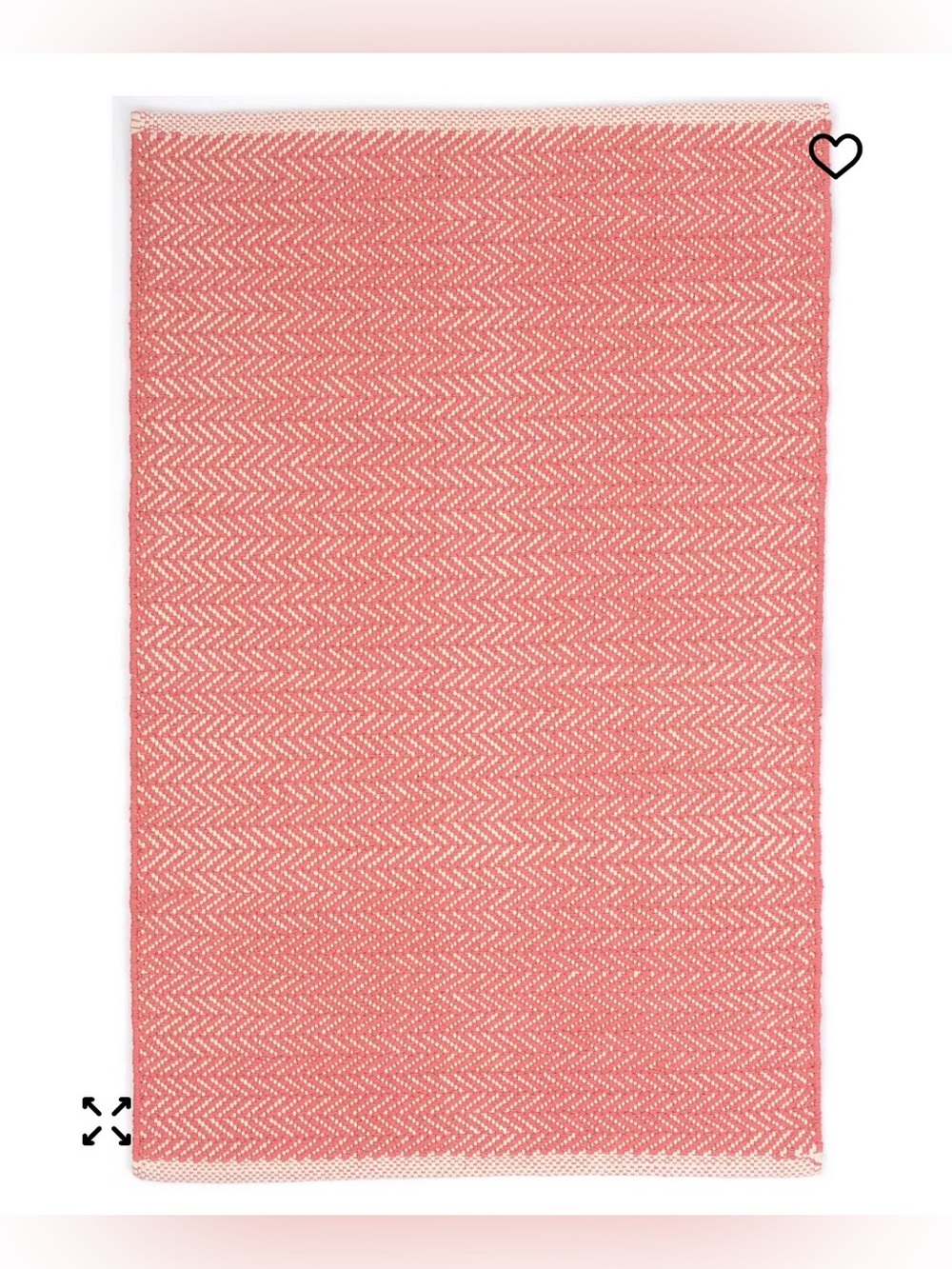 NEW Dash & Albert Rugs 2 'x 3' Herringbone Cotton Area Rug Pink & White